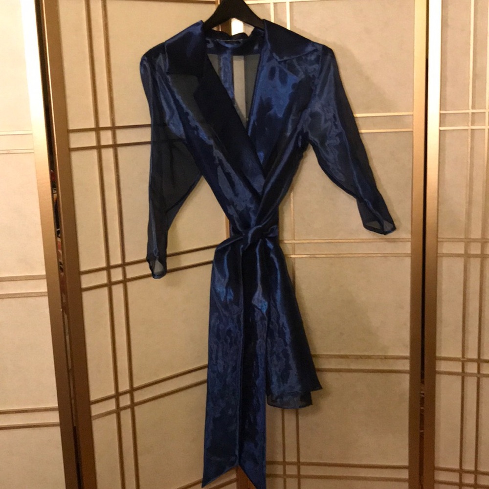 Blue see through overcoat